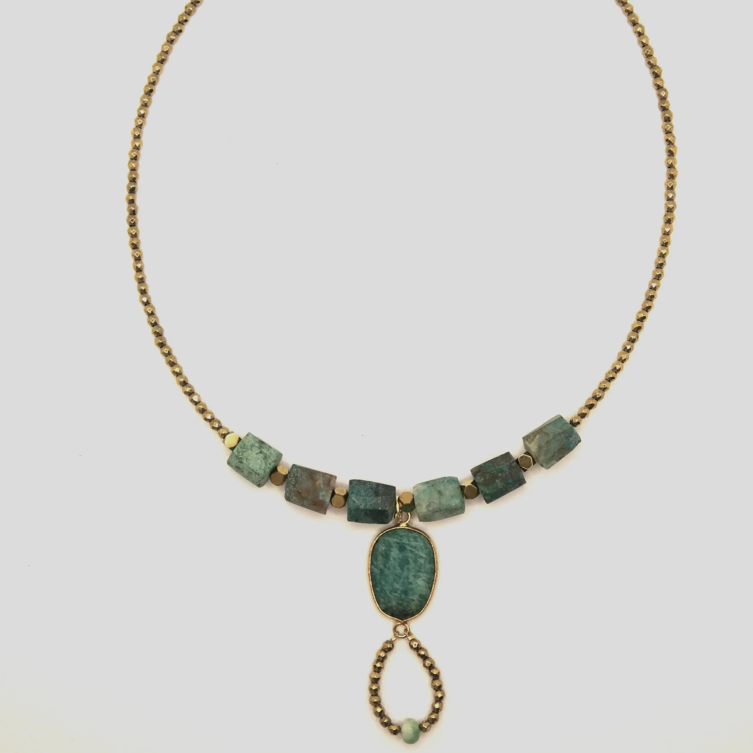 Collier Arte Fact Bohême chrysocoles et hématites