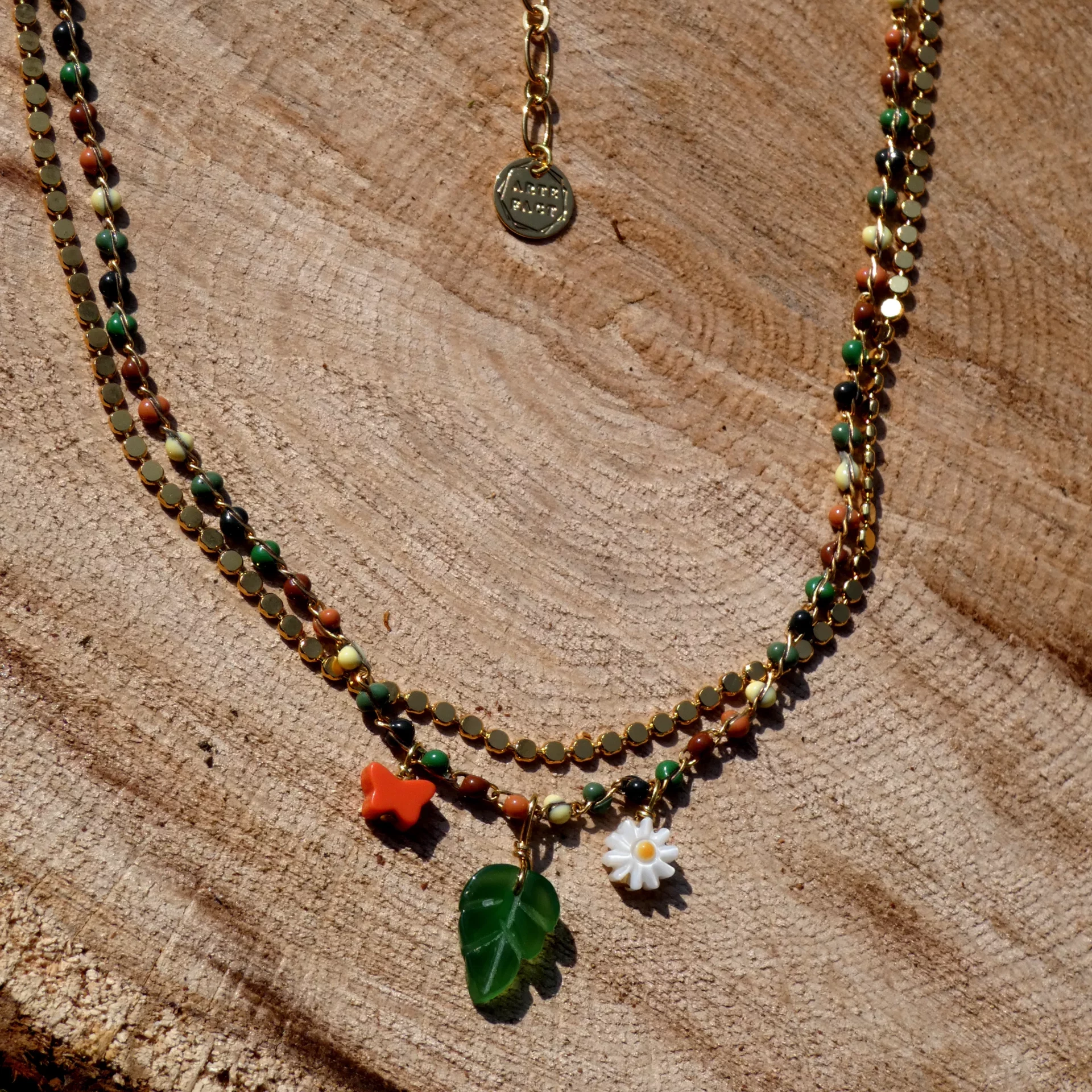 Collier double Arte Fact Déméter nacre doré à l'or fin