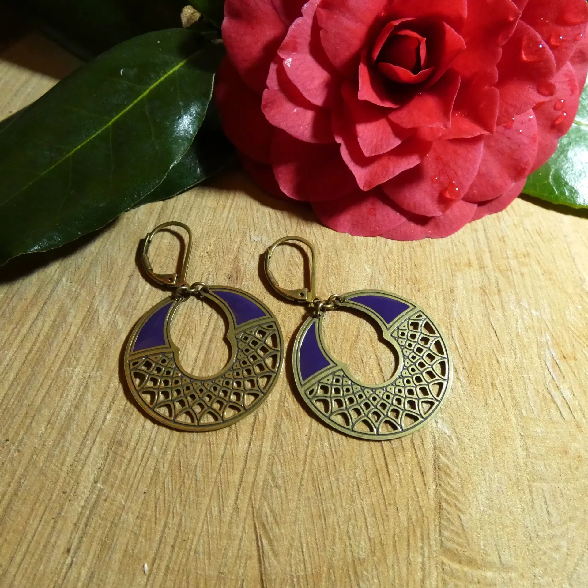 Boucles d'oreille Amélie Blaise Chaman violette