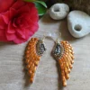 Boucles d'oreille NAHUA Anita cuir brodé orange – Image 2