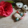 Créoles Braha rose flamant et amazonite – Image 2