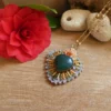 Collier Rosana coeur brodé  et Aventurine – Image 2