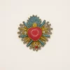 Broche Rosana coeur brodé et Jade rose