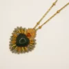 Collier Rosana coeur brodé  et Aventurine