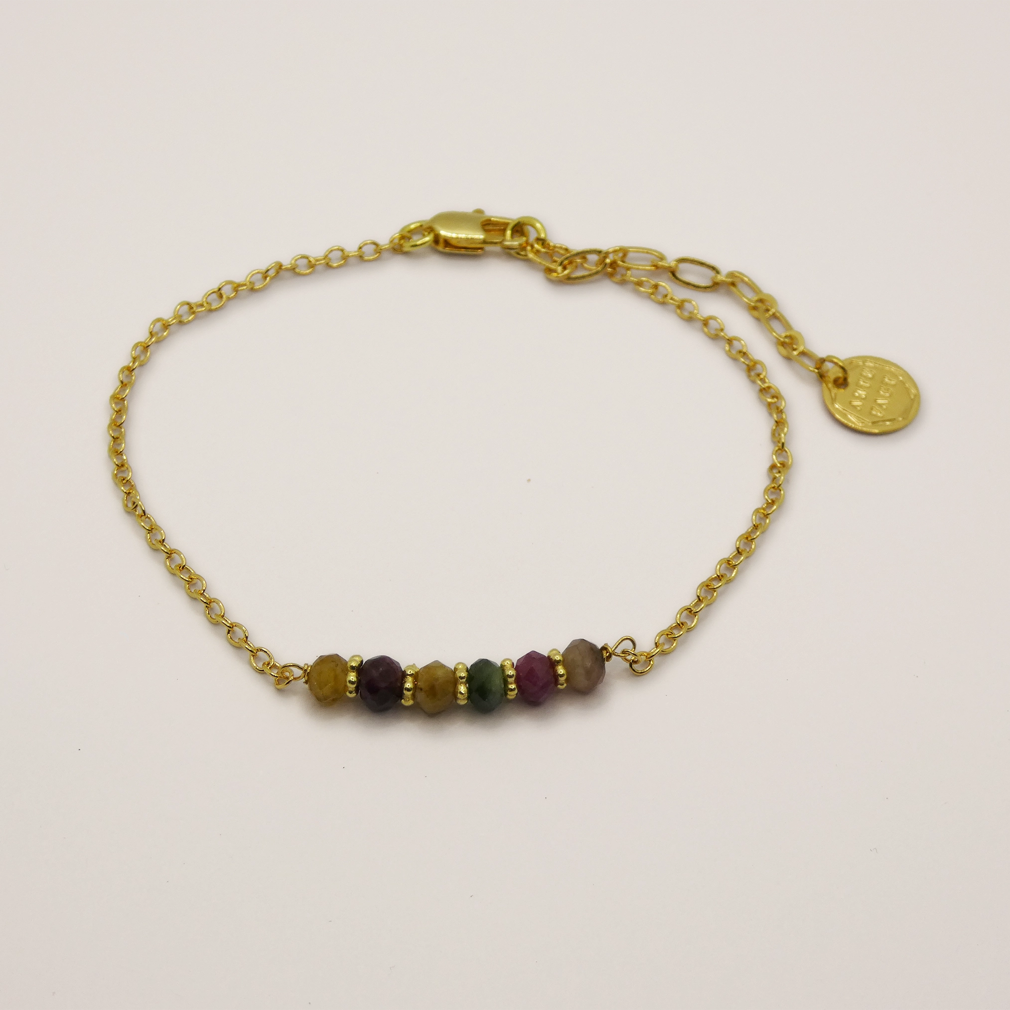 Bracelet Arte Fact doré à l'or fin et tourmalines