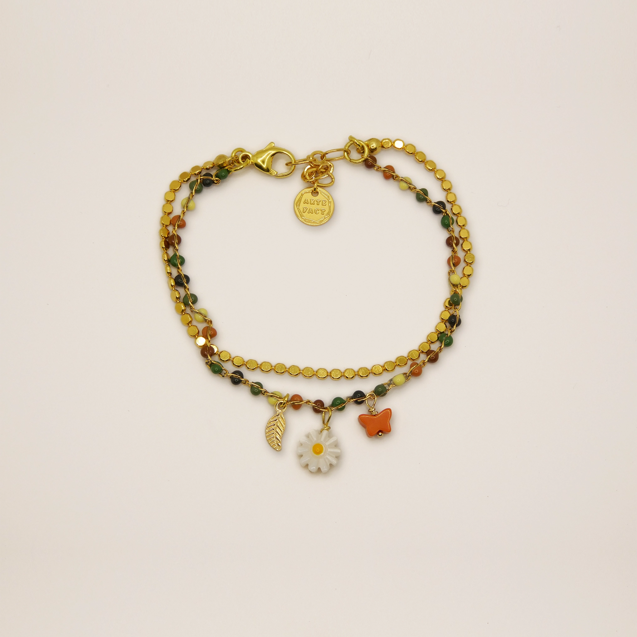 Bracelet double Arte Fact Déméter nacre doré à l'or fin