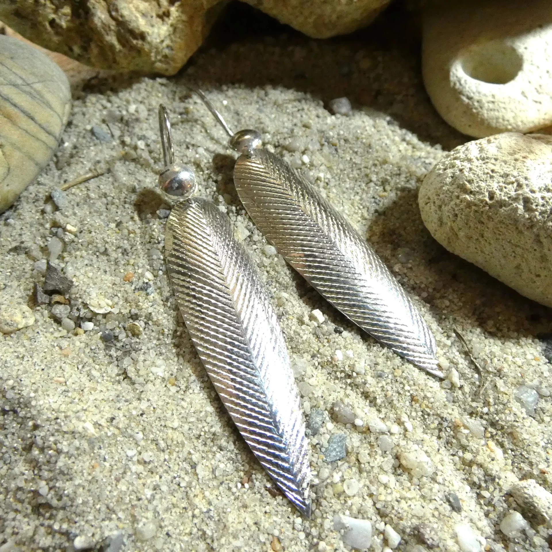 Boucles d'oreille Feuille Touareg en argent. – Image 1
