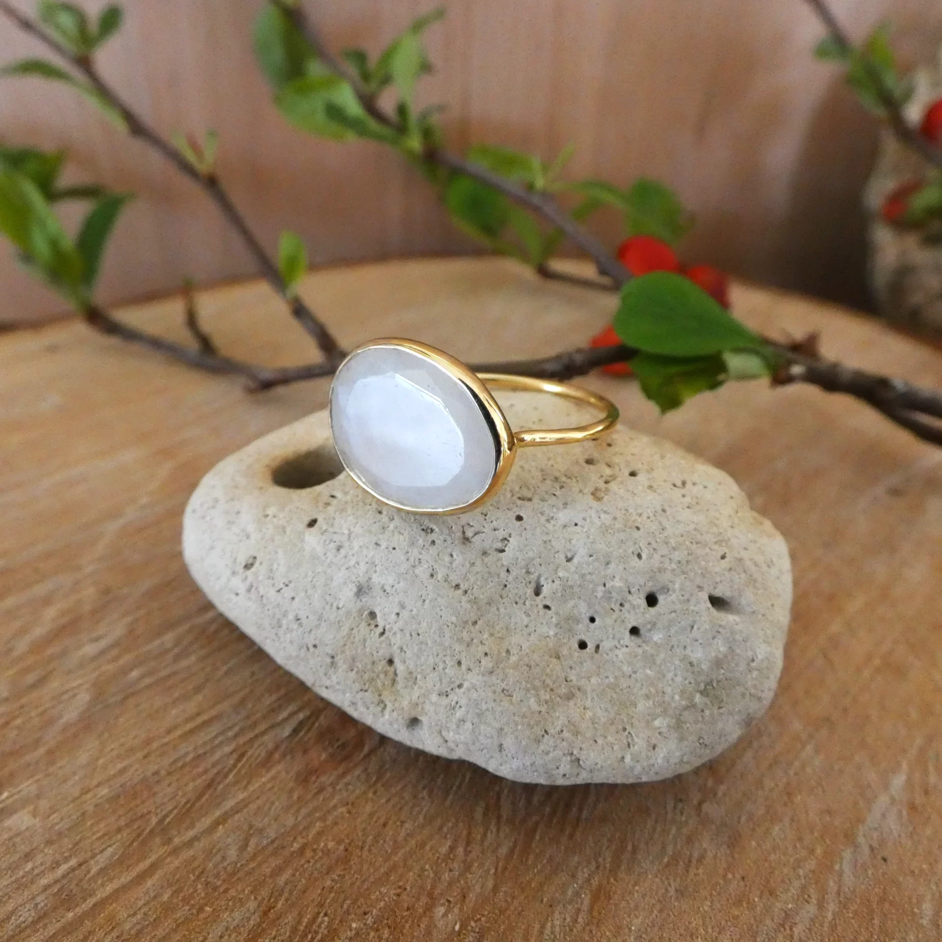 Bague Arte Fact Rajanee plaquée or et pierre de lune