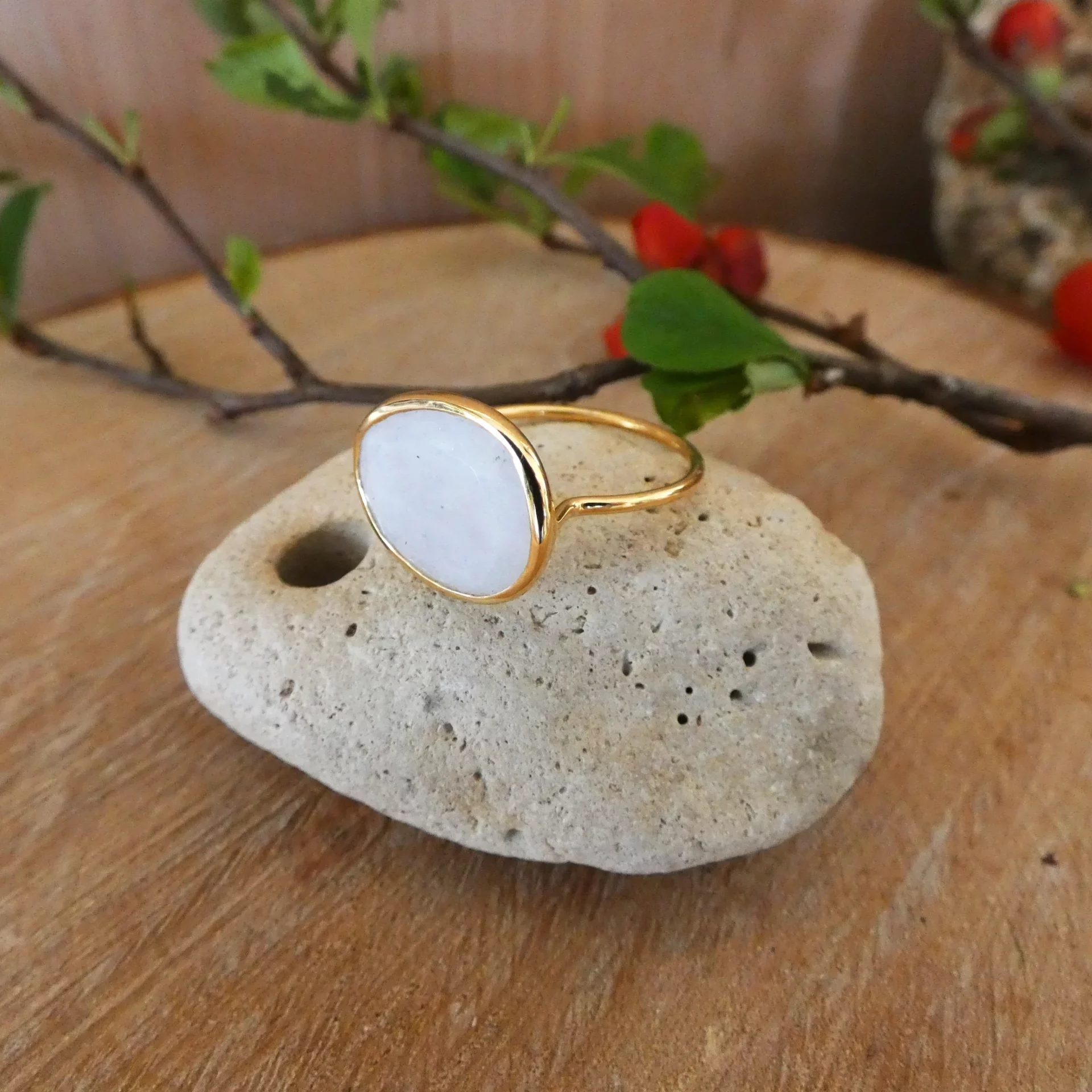 Bague Arte Fact Rajanee plaquée or et pierre de lune 2