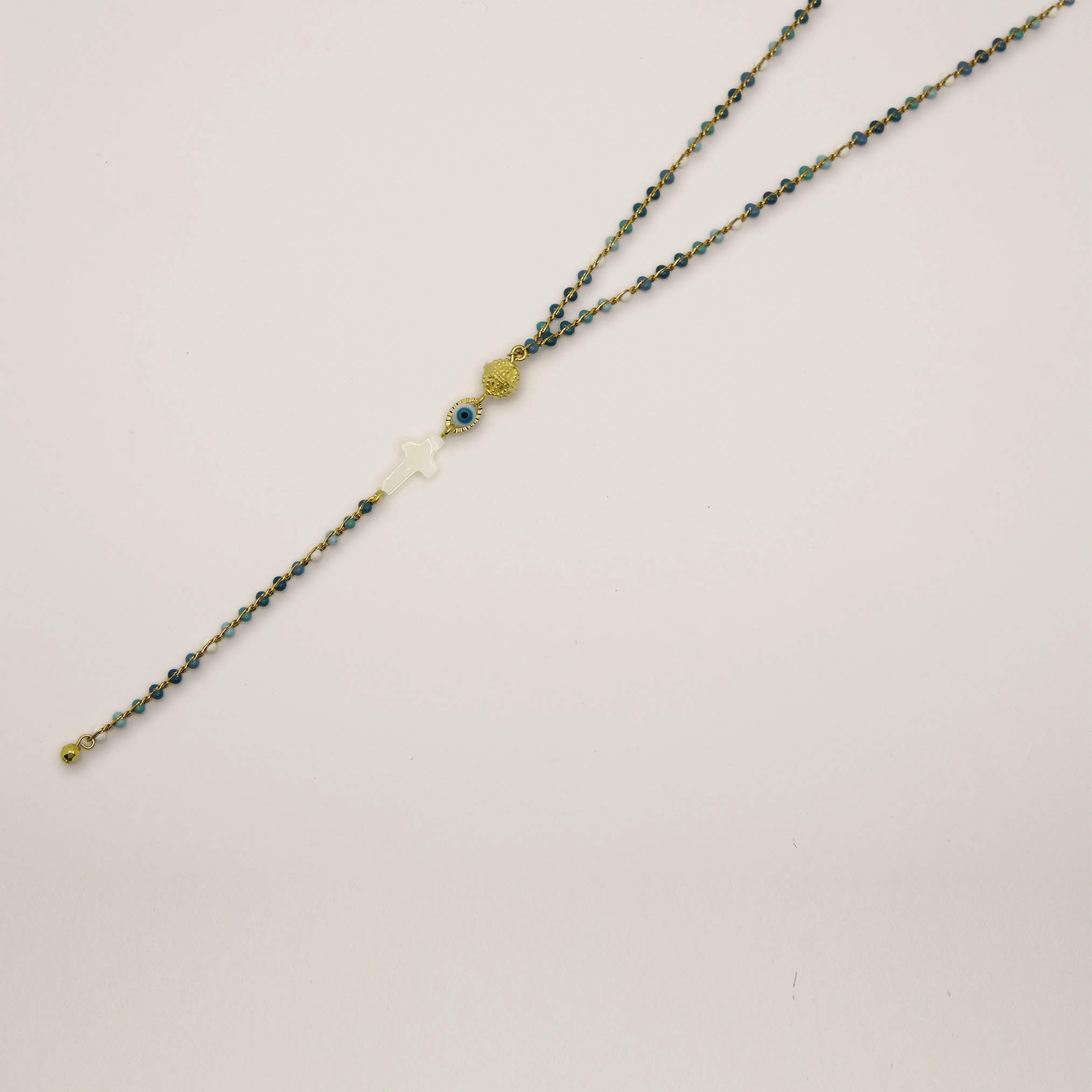Collier Y Arte Fact Santorin oeil et croix en nacre