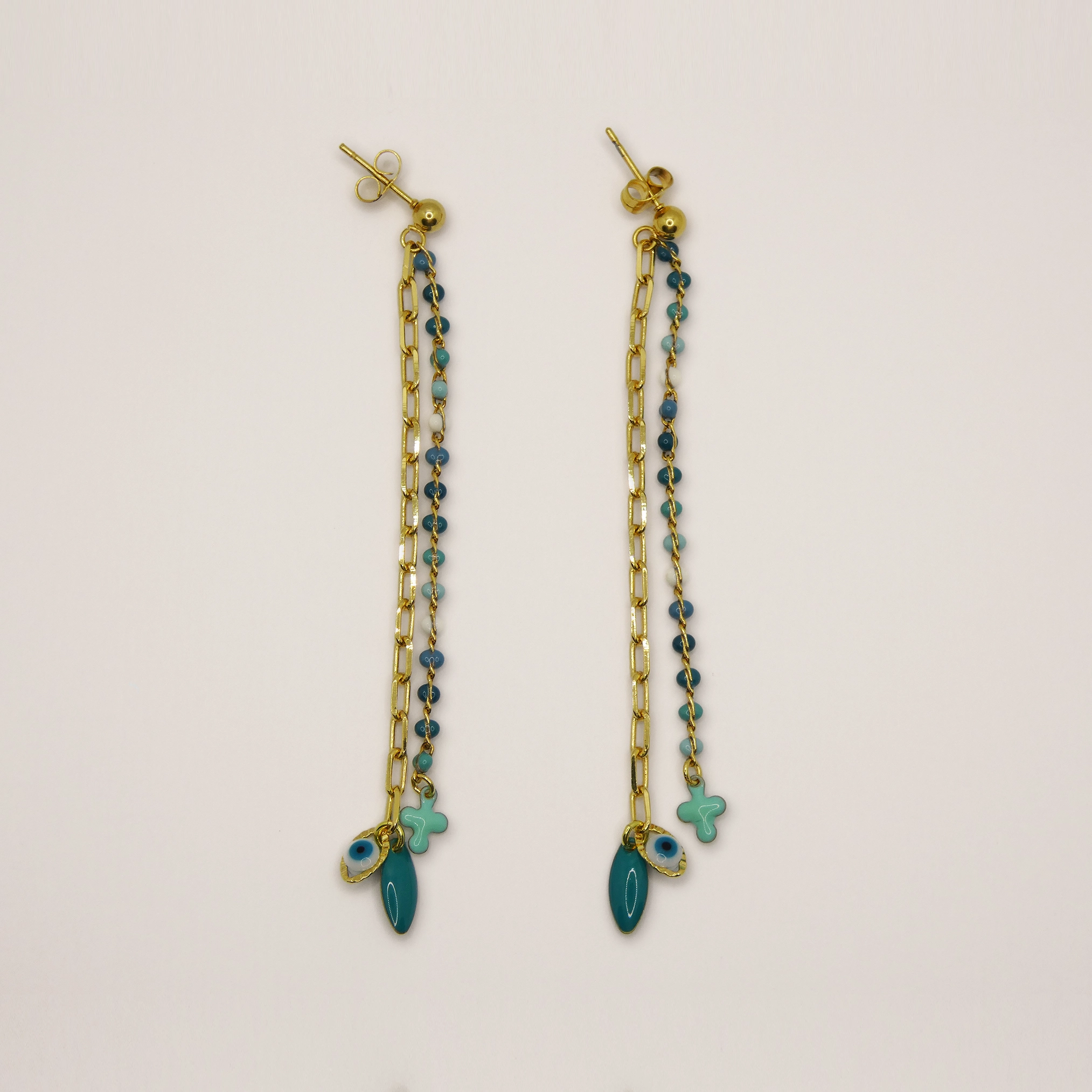 Boucles d'oreille Santorin chaîne