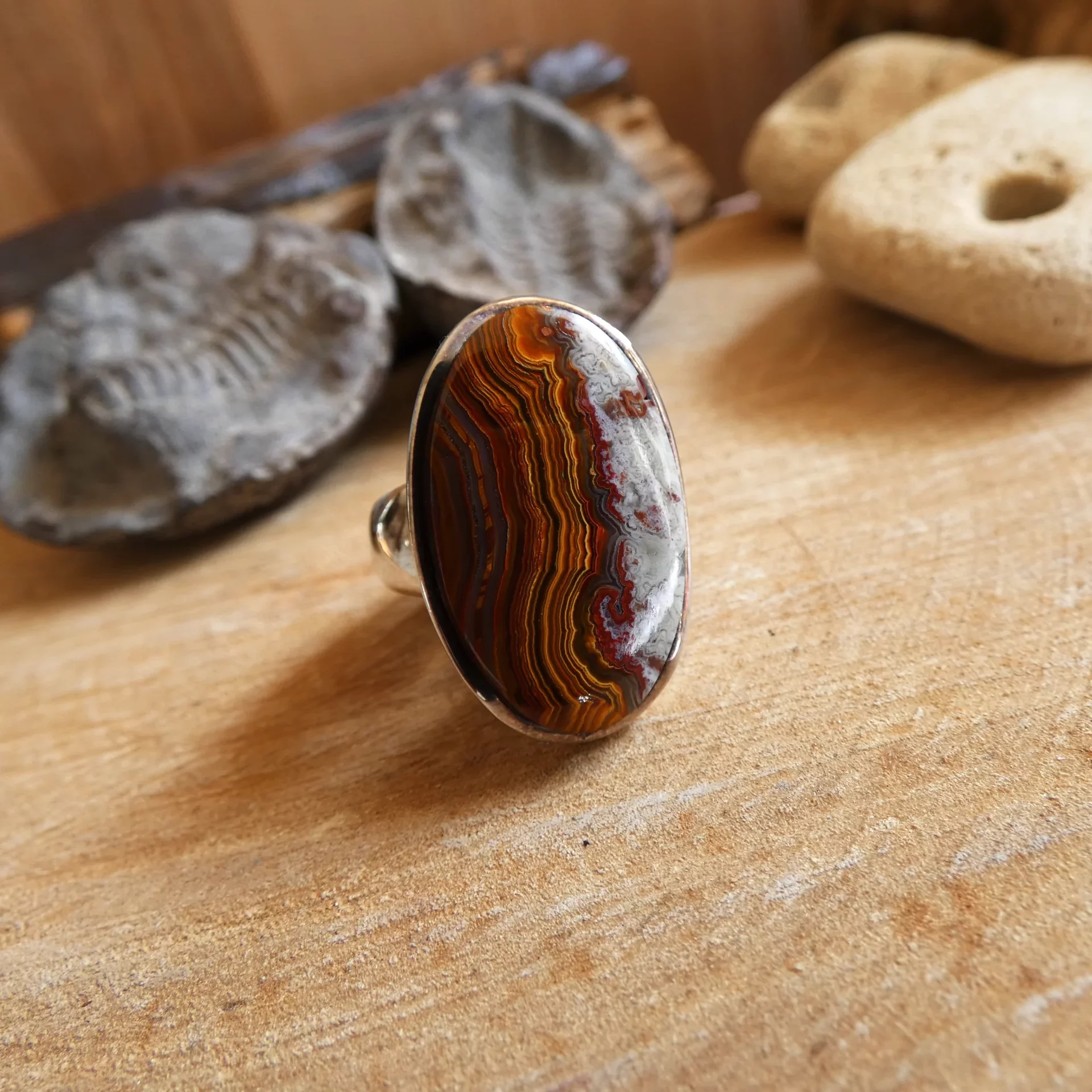 Bague Arte Fact argent et agate crazy lace