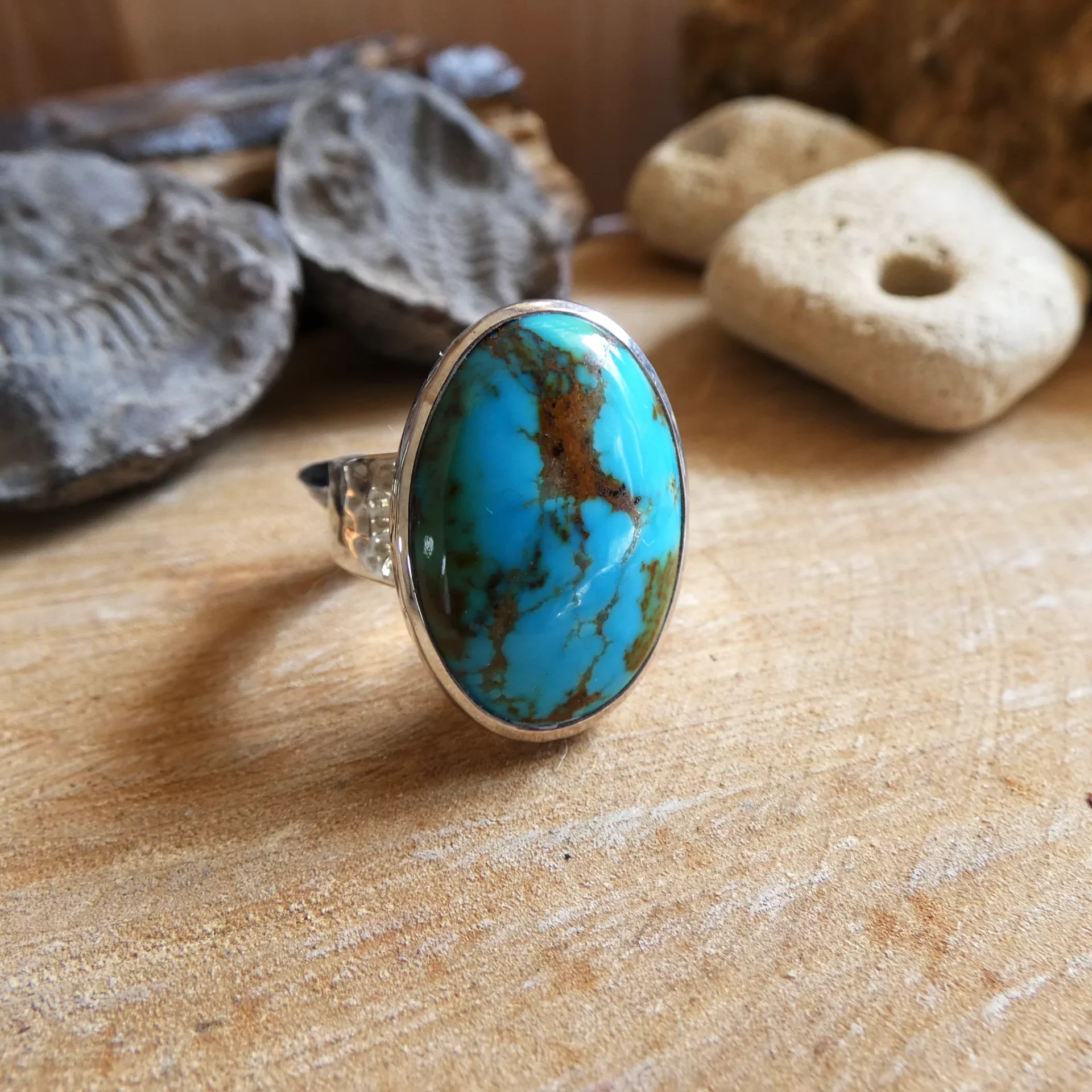 Bague Arte Fact Argent et turquoise du Mexique