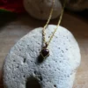 Pendentif Muja Juma coeur plaqué or et rhodonite. – Image 2