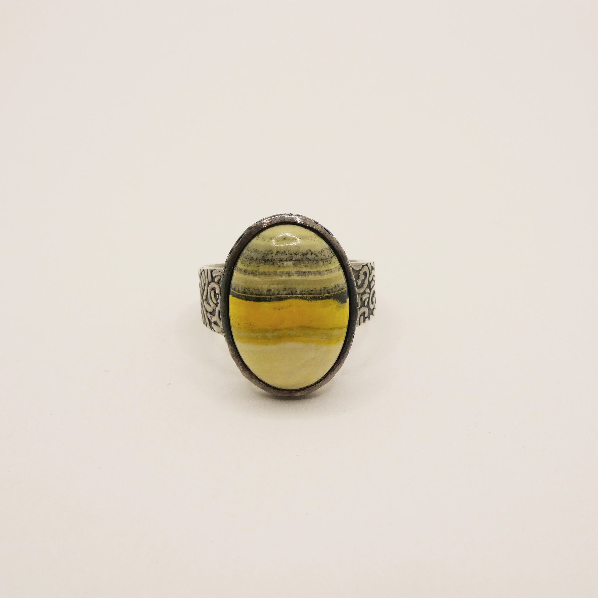Bague Arte Fact argent et jaspe jaune