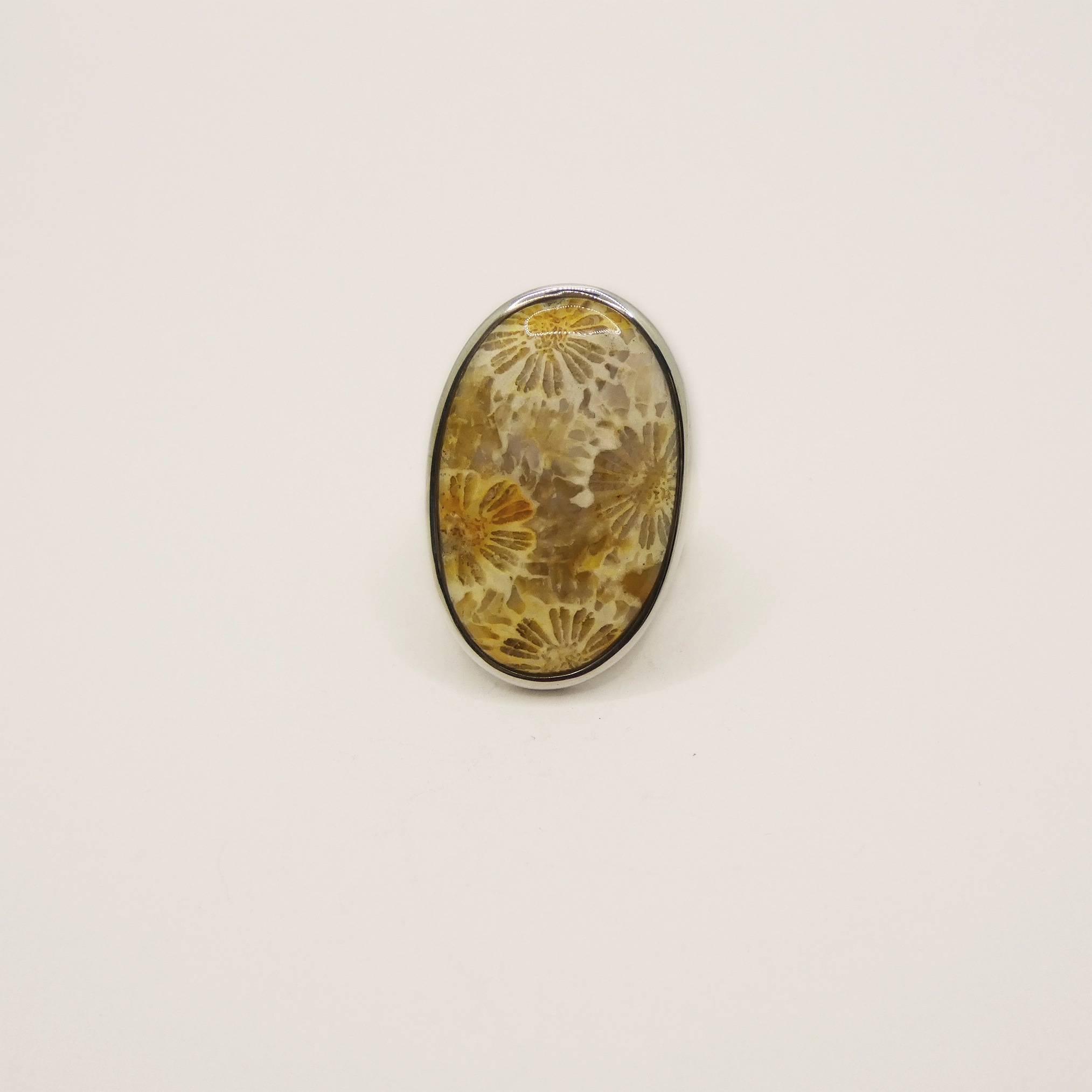 Bague Arte Fact argent et fossile de corail