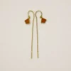 Boucles d'oreille Muja Juma argent plaqué or et cornalines.