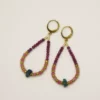 Boucles d'oreille Arte Fact rubis brutes, opales roses, chrysocoles.