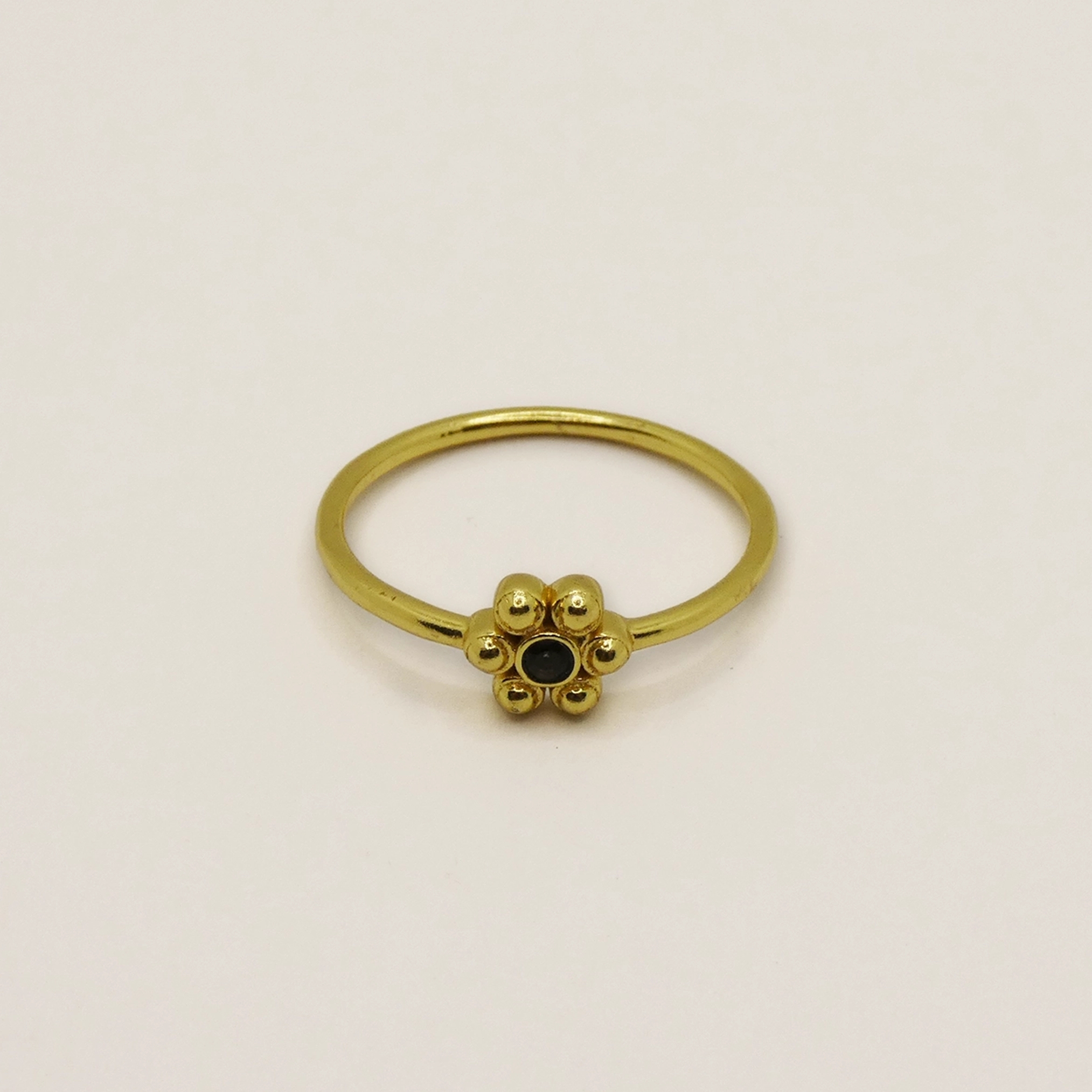 Bague Muja Juma argent plaqué or et quartz fumé
