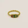 Bague Muja Juma argent plaquée or, rubis, onyx vert et amazonite