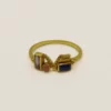 Bague Muja Juma Love plaquée or, améthyste, lapis lazuli et quartz rose
