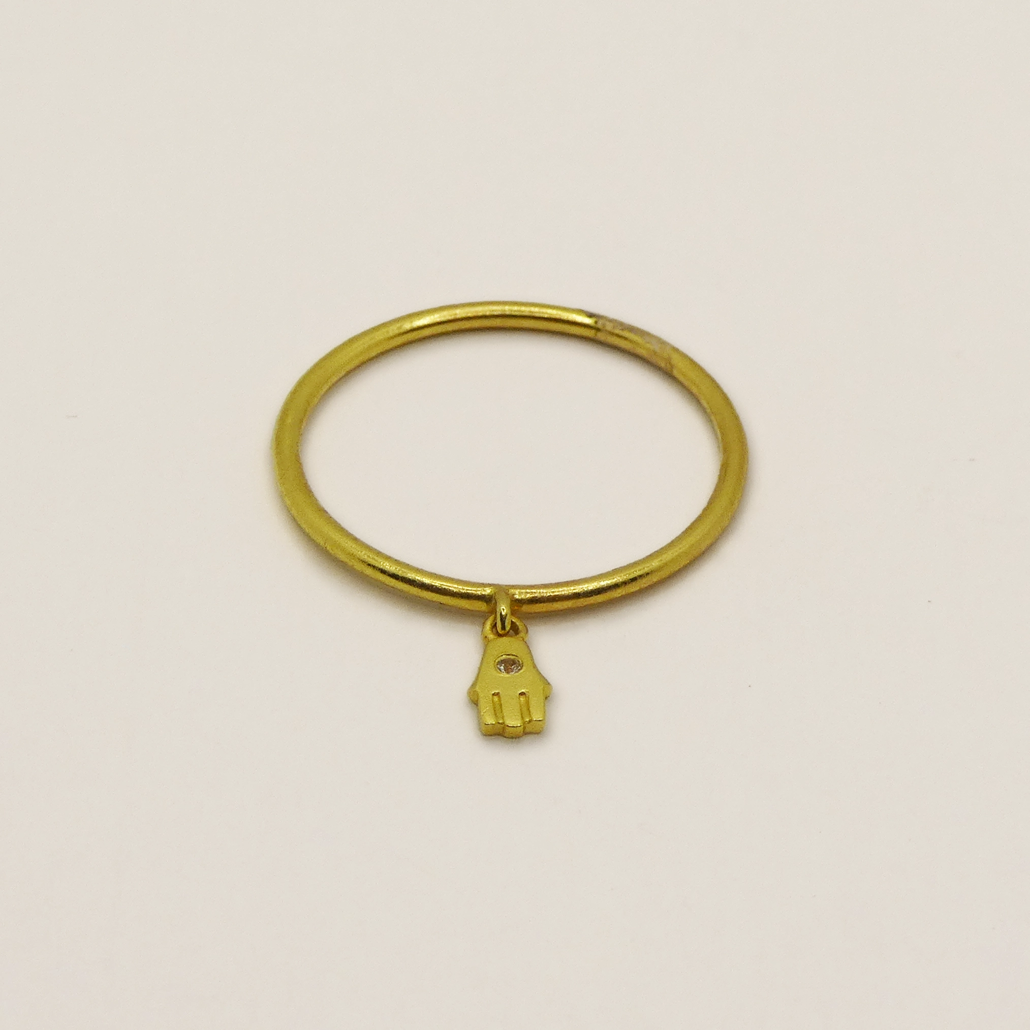 Bague Muja Juma Hamsa argent plaqué or 3 microns et topaze