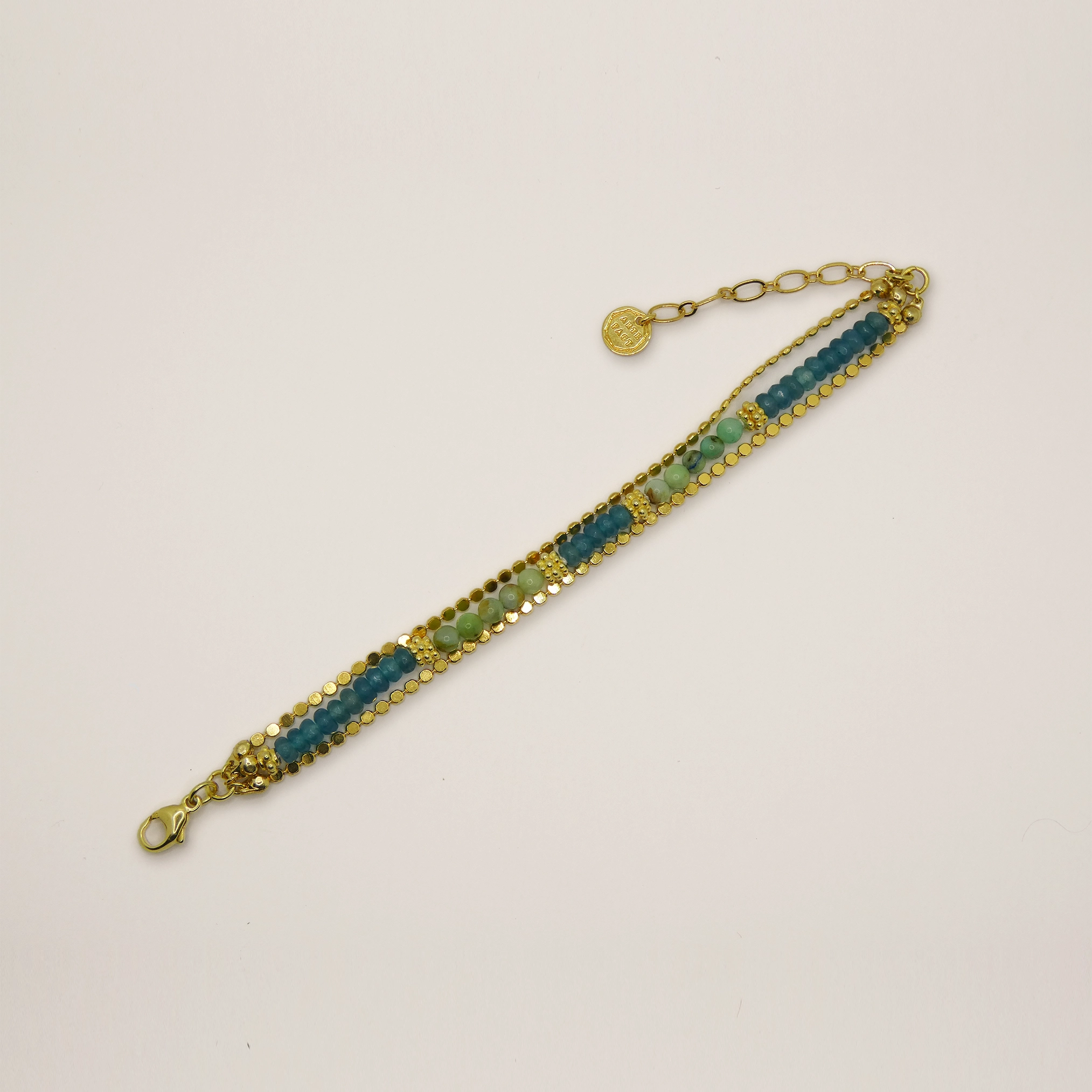 Bracelet avec apatites et chrysoprases