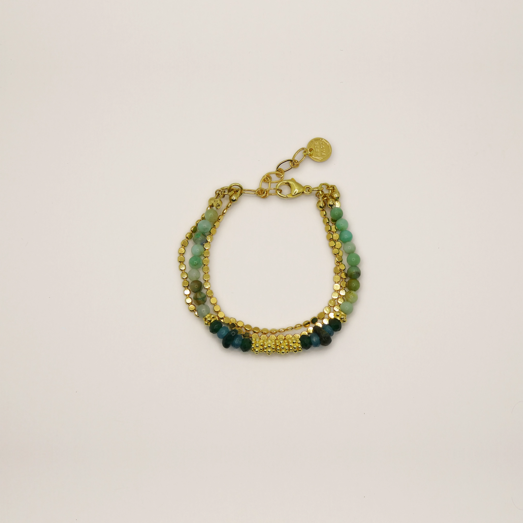 Bracelet Arte Fact Bohême avec chrysocoles et chrysoprases