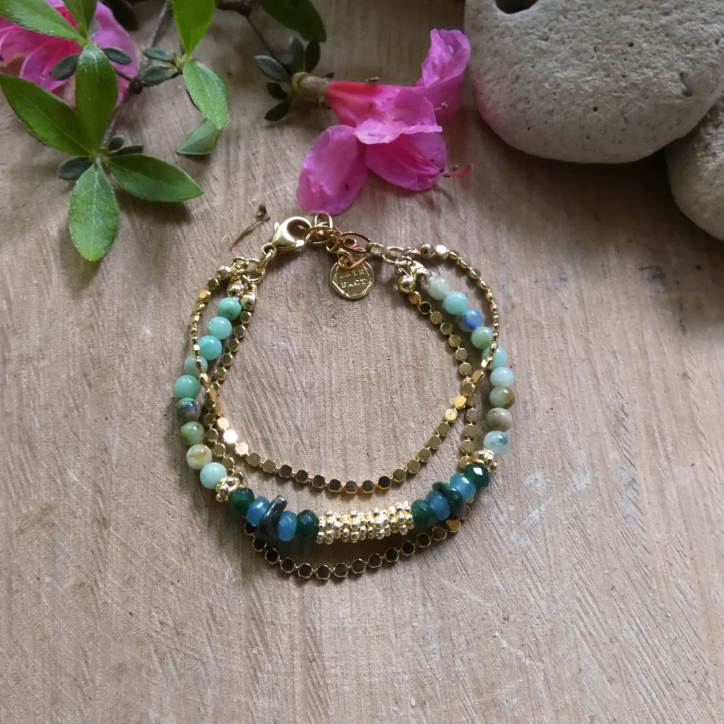 Bracelet Arte Fact Bohême avec chrysocoles et chrysoprases