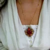 Collier NAHUA coeur brodé à la main avec jade pourpre. – Image 3