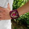 Bracelet NAHUA coeur brodé à la main et jade pourpre – Image 3
