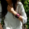 Bracelet NAHUA coeur brodé à la main et jade pourpre – Image 4