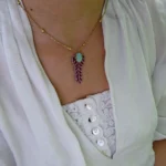 Collier NAHUA Loana brodé avec amazonite – Image 3