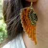 Boucles d'oreille NAHUA Anita cuir brodé orange – Image 3
