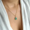 Pendentif plaqué or et turquoise. – Image 2