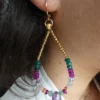Grandes boucles d'oreille et améthystes, onyx verts, quartz verts. – Image 2