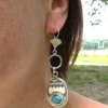 Boucles d'oreille Touareg argent et turquoises. – Image 3