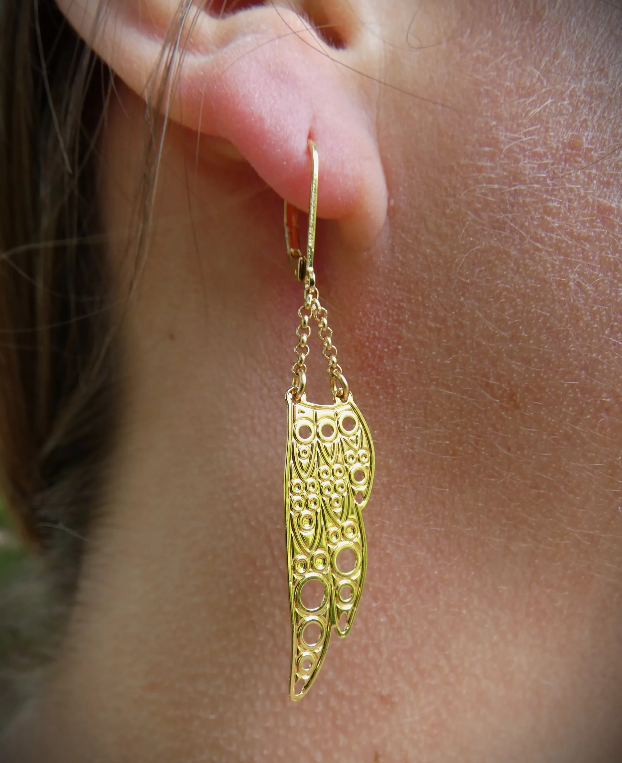 Boucles d'oreille Amélie Blaise, Sarah Bernhardt plaquées or – Image 2