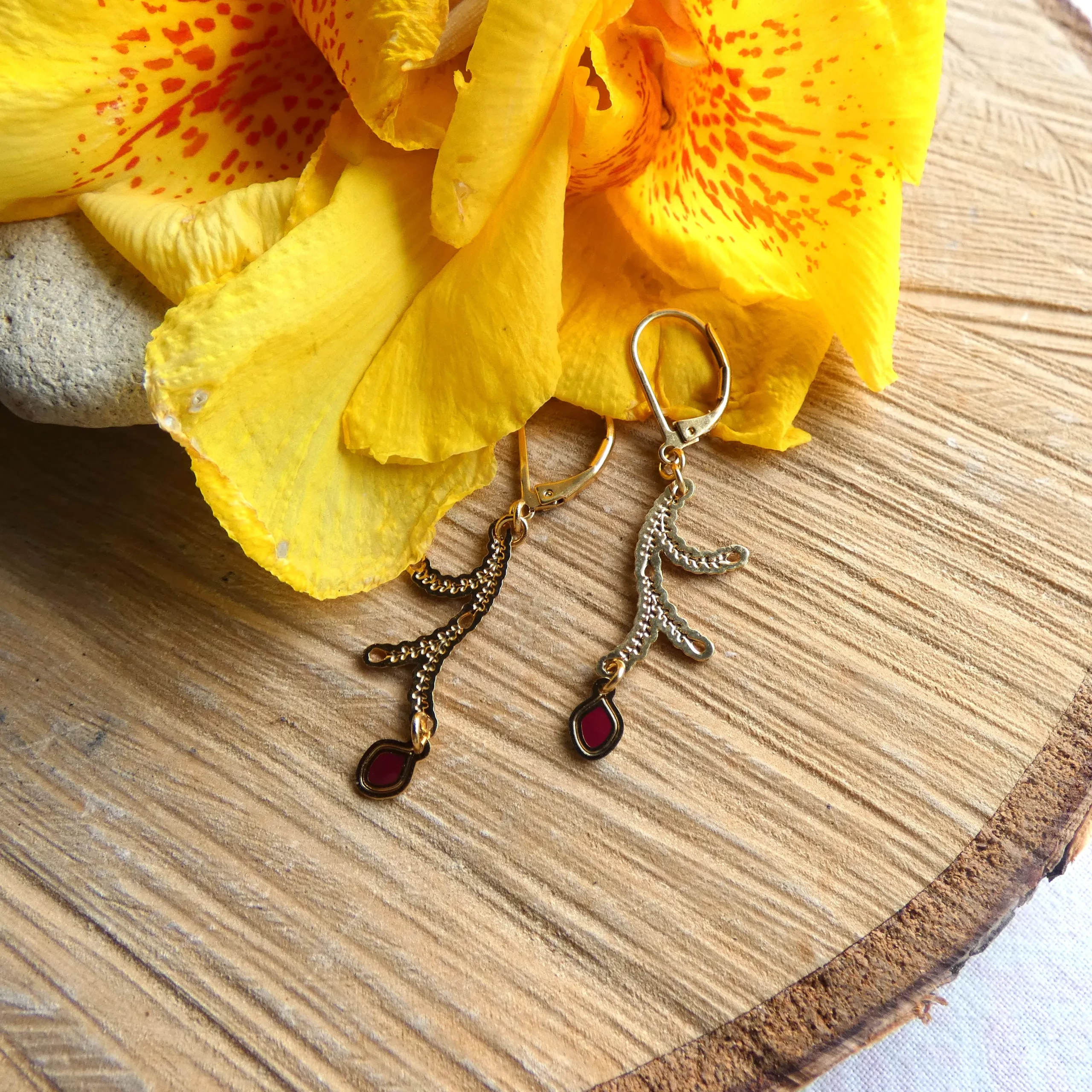 Boucles d'oreille Amélie Blaise Ramure plaquées or