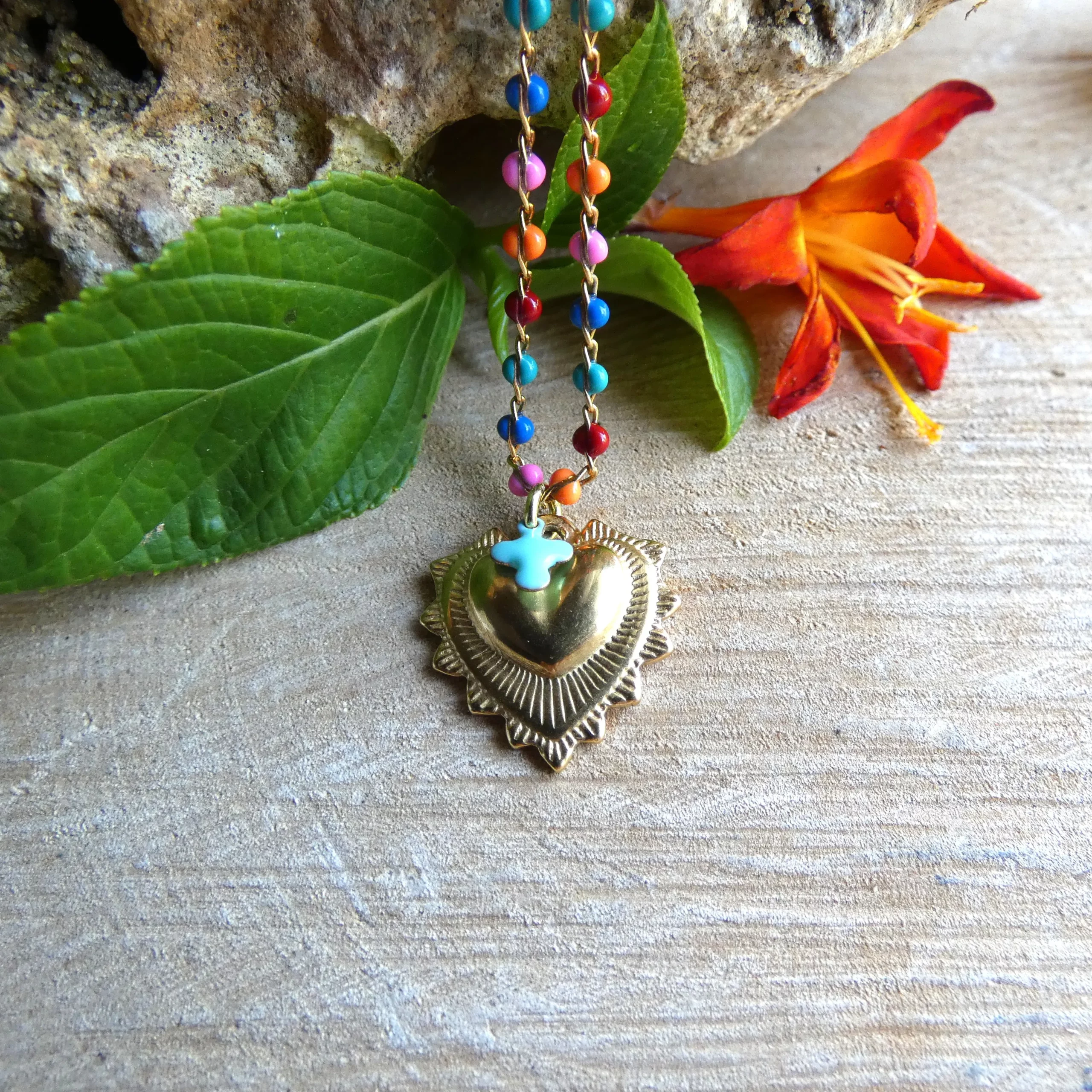 Collier sautoir Arte Fact Lucky day coeur doré à l'or fin