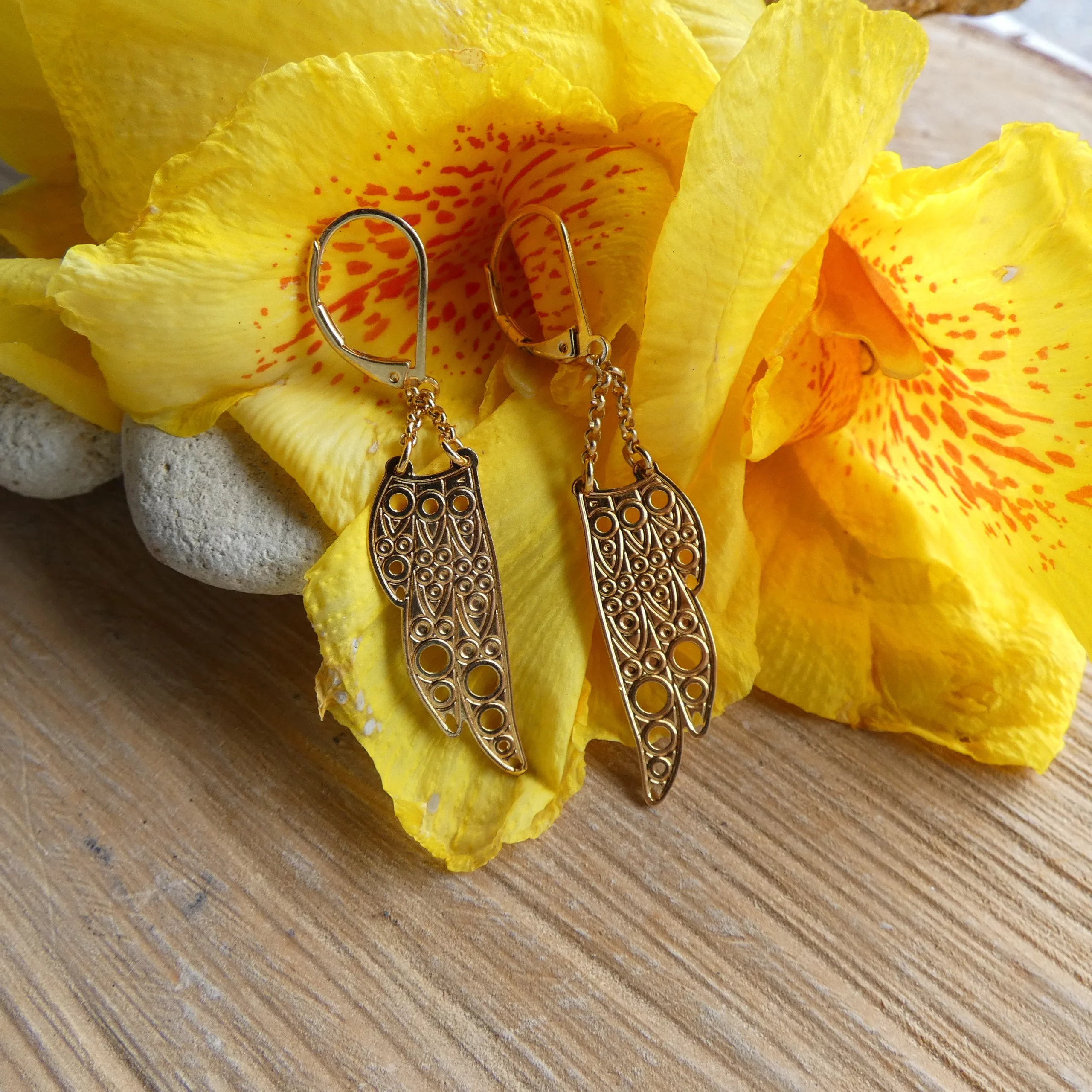 Boucles d'oreille Amélie Blaise, Sarah Bernhardt plaquées or – Image 1