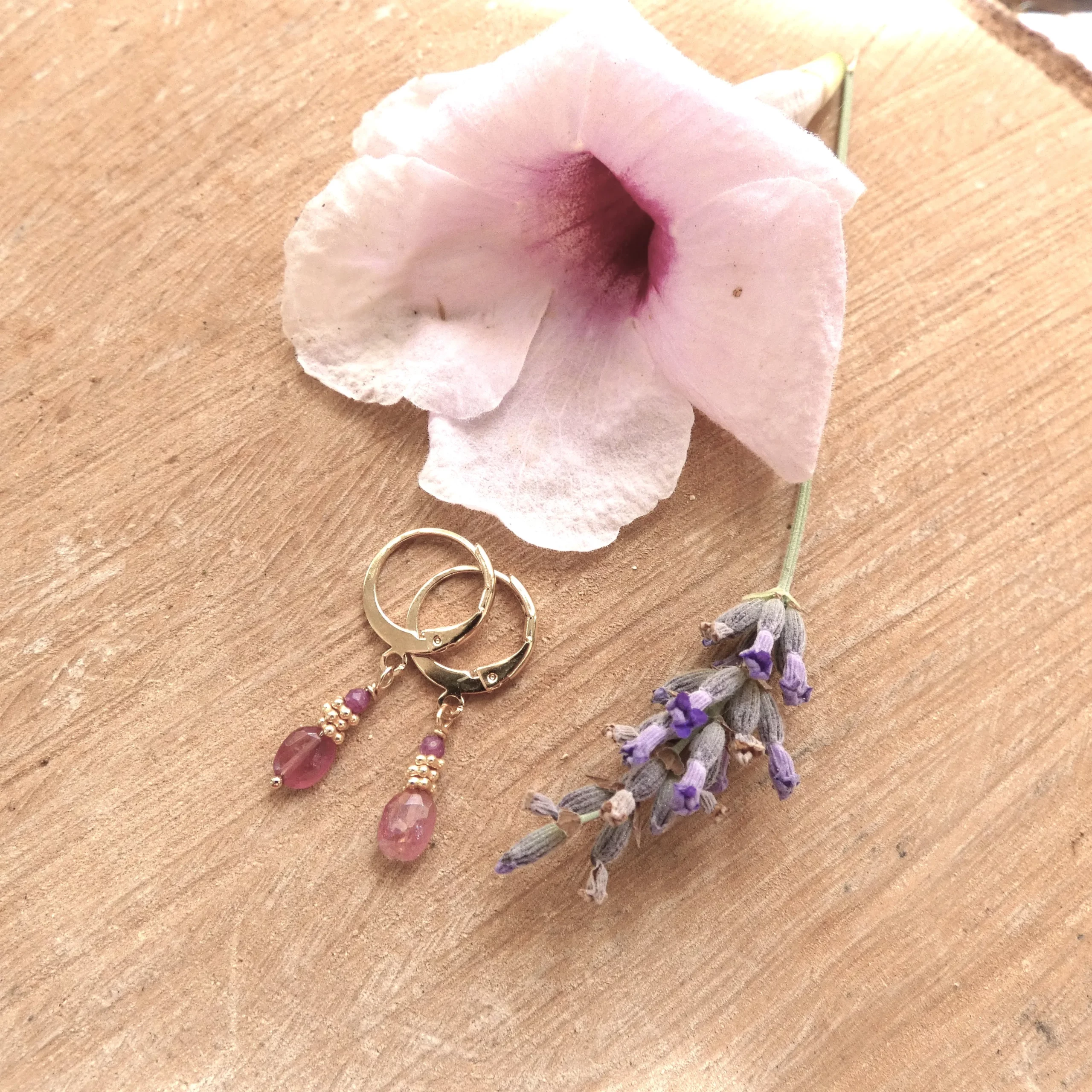 Boucles d'oreille Arte Fact tourmalines roses 3