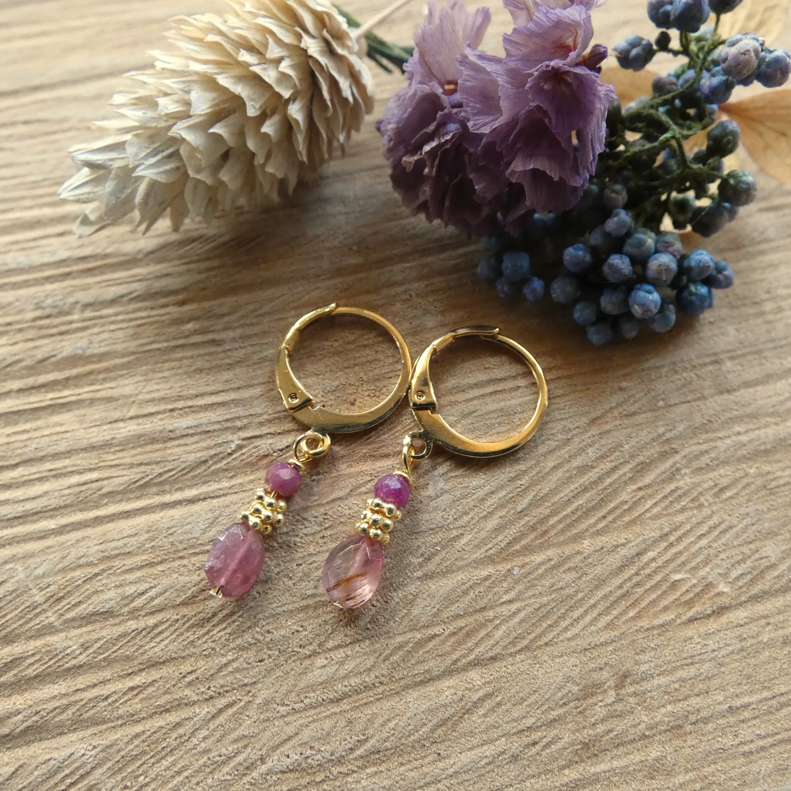 Boucles d'oreille Arte Fact tourmalines roses 3